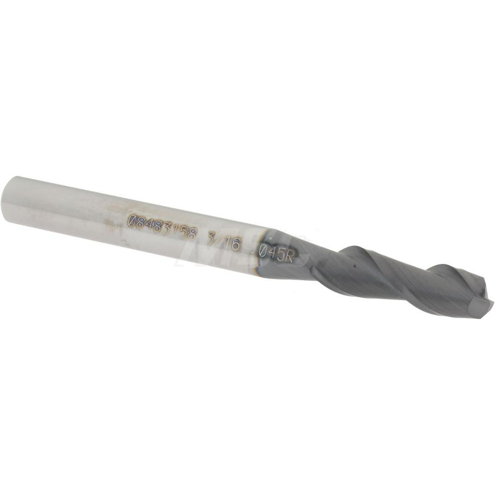 Accupro 08483158 Corner Radius End Mill 3/16" Dia, 5/8" LOC, 0.045" Radius, 2 Flutes, Solid Carbide