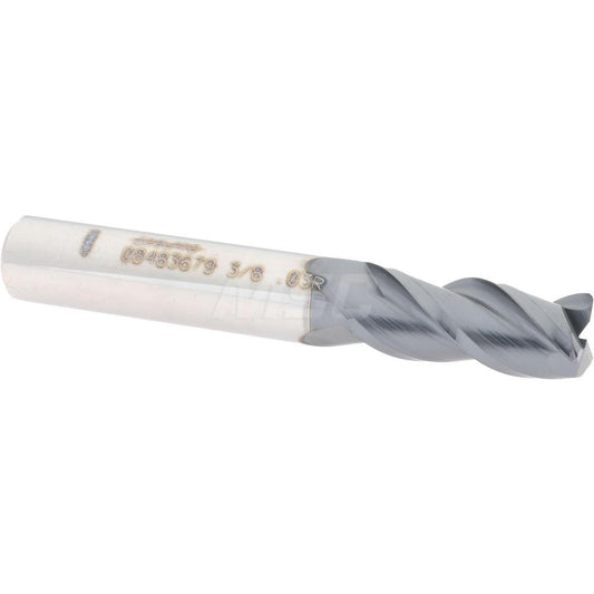 Accupro 08483679 Corner Radius End Mill 3/8" Dia, 7/8" LOC, 0.03" Radius, 3 Flutes, Solid Carbide