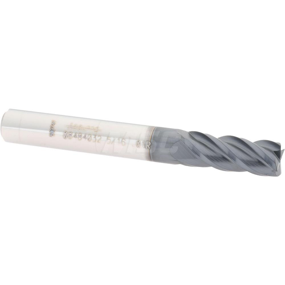 Accupro 08484032 Corner Radius End Mill 5/16" Dia, 3/4" LOC, 0.01" Radius, 4 Flutes, Solid Carbide