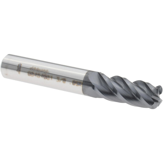 Accupro 08484081 Corner Radius End Mill 3/8" Dia, 7/8" LOC, 0.0900" Radius, 4 Flute, Solid Carbide