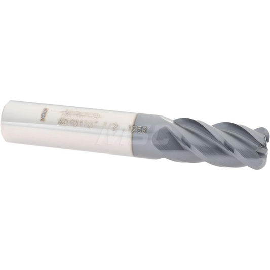 Accupro 08484107 Corner Radius End Mill 1/2" Dia, 1" LOC, 1/8" Radius, 4 Flutes, Solid Carbide