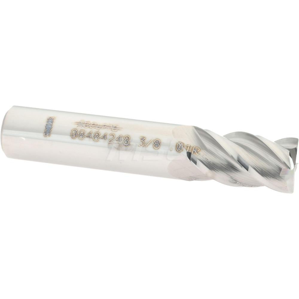 Accupro 08484248 Corner Radius End Mill 3/8" Dia, 5/8" LOC, 0.01" Radius, 4 Flutes, Solid Carbide