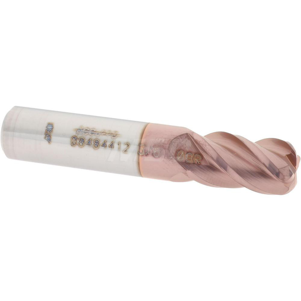 Accupro 08484412 Corner Radius End Mill 3/8" Dia, 5/8" LOC, 0.09" Radius, 4 Flutes, Solid Carbide