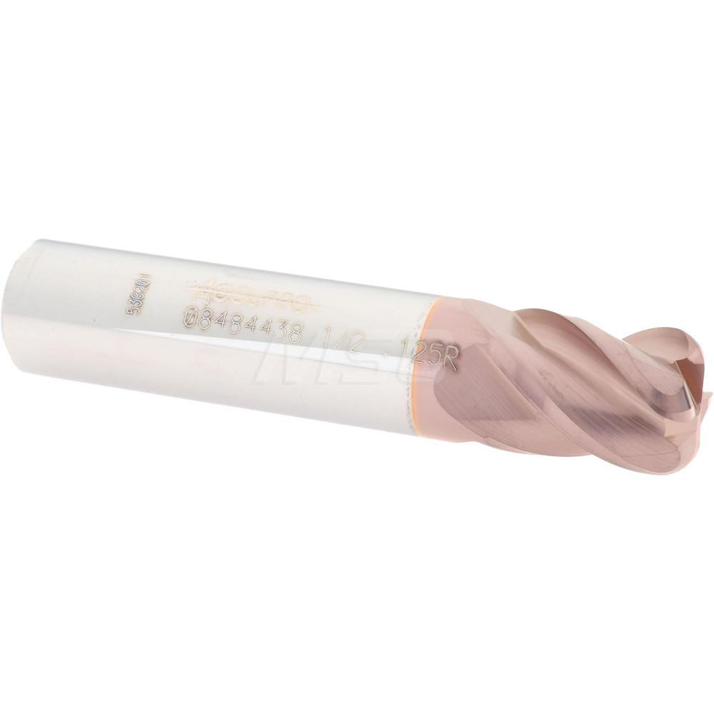 Accupro 08484438 Corner Radius End Mill 1/2" Dia, 5/8" LOC, 1/8" Radius, 4 Flutes, Solid Carbide