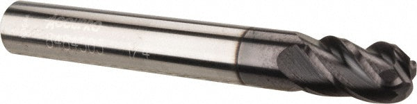 Accupro 08484503 Corner Radius End Mill 1/4" Dia, 3/8" LOC, 0.09" Radius, 4 Flutes, Solid Carbide