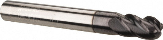 Accupro 08484503 Corner Radius End Mill 1/4" Dia, 3/8" LOC, 0.09" Radius, 4 Flutes, Solid Carbide