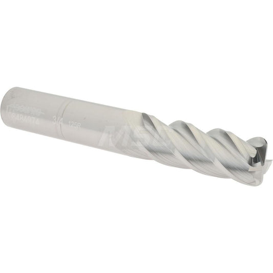 Accupro 08484974 Corner Radius End Mill 3/4" Dia, 2-1/4" LOC, 1/8" Radius, 4 Flutes, Solid Carbide