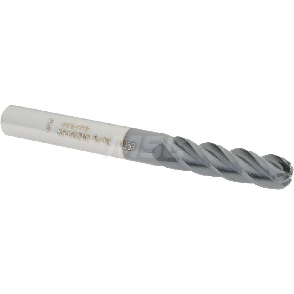 Accupro 08486292 Corner Radius End Mill 5/16" Dia, 1-1/8" LOC, 1/8" Radius, 4 Flutes, Solid Carbide