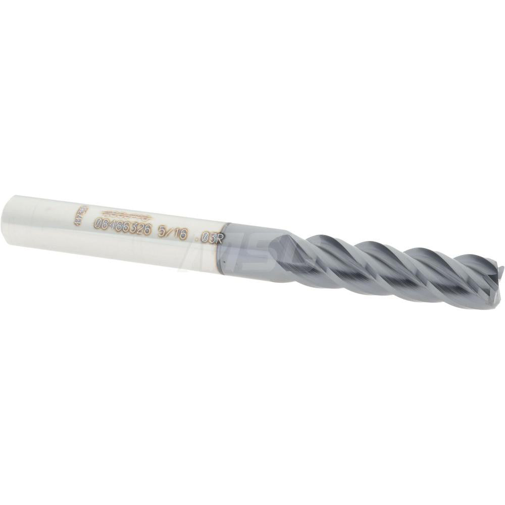 Accupro 08486326 Corner Radius End Mill 5/16" Dia, 1-1/8" LOC, 0.03" Radius, 4 Flutes, Solid Carbide