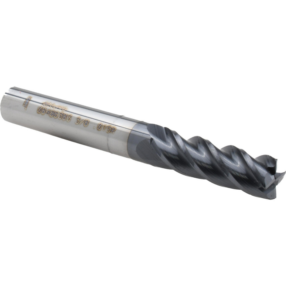 Accupro 08486383 Corner Radius End Mill 3/8" Dia, 1-1/8" LOC, 0.015" Radius, 4 Flutes, Solid Carbide