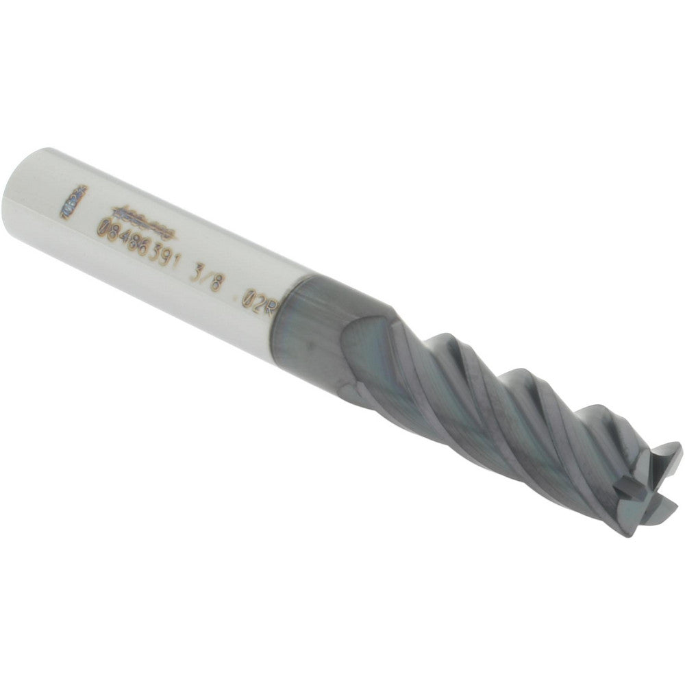 Accupro 08486391 Corner Radius End Mill 3/8" Dia, 1-1/8" LOC, 0.02" Radius, 4 Flutes, Solid Carbide