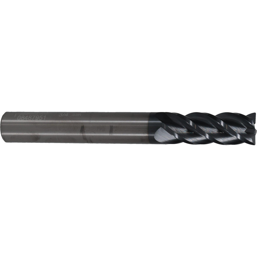 Accupro 08487951 Corner Radius End Mill 3/4" Dia, 2" LOC, 0.03" Radius, 4 Flutes, Solid Carbide