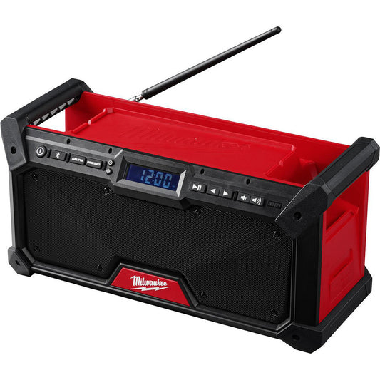 Milwaukee Tool 2952-20 Job Site Radios Job Site Radio Type Bluetooth Speaker & Radio Cordless  Radio Reception FM AM  Power Type Rechargeable Battery  Display Type LCD  Batteries Included No  Battery Size M18™ XC5.0