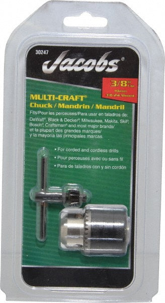 Jacobs 30247 Drill Chuck 3/8" Capacity, Threaded Mount, 3/8-24