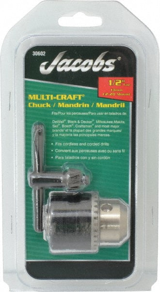 Jacobs 30602 Drill Chuck 1/2" Capacity, Threaded Mount, 1/2-20