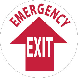 AccuformNMC WFS25 Entrance & Directional & Exit Adhesive Backed Floor Sign Round, Vinyl, ''EMERGENCY EXIT''