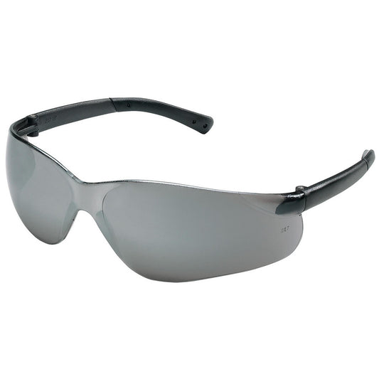 MCR Safety BK117 Safety Glasses Scratch-Resistant, Polycarbonate, Silver Mirror Lenses, Frameless