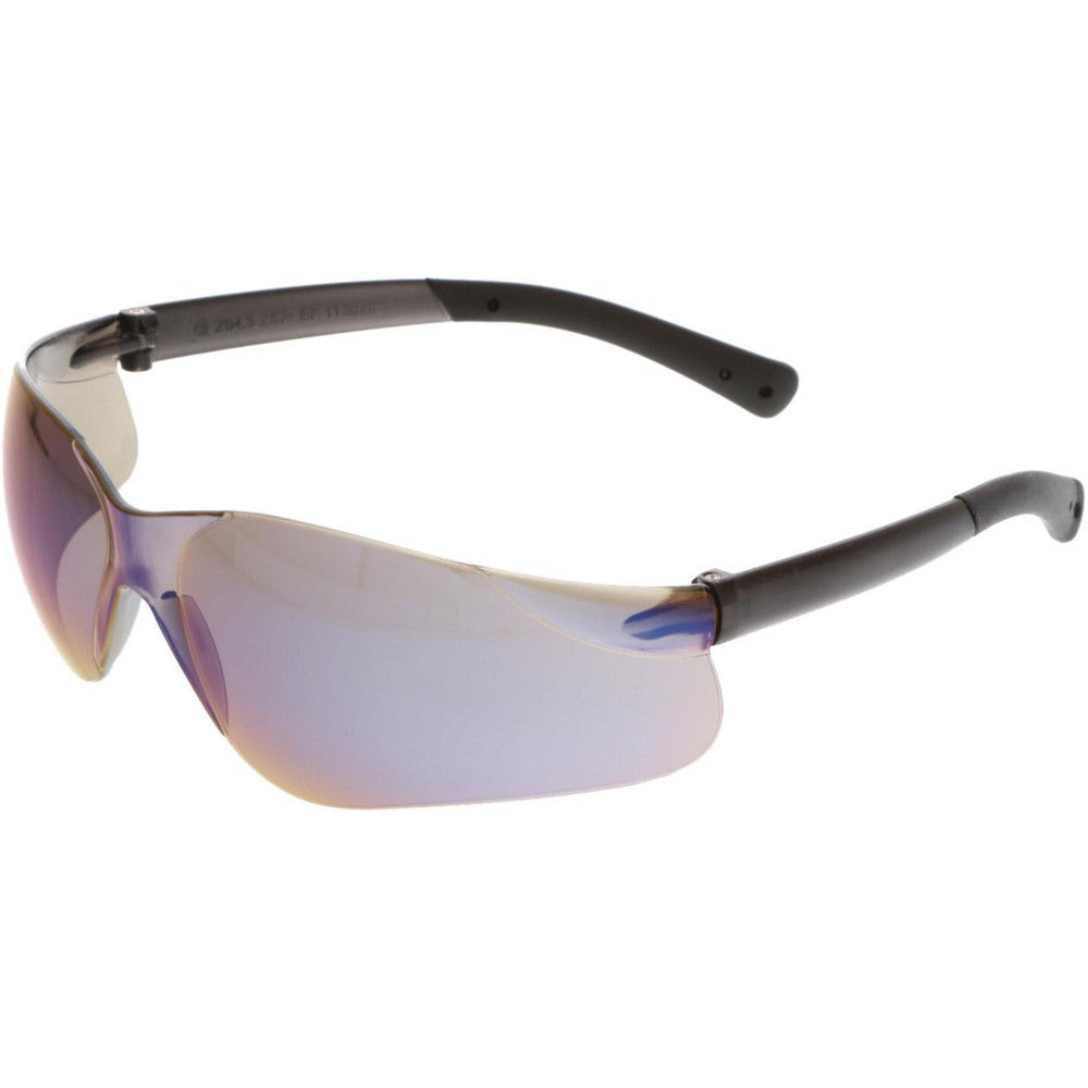 MCR Safety BK118 Safety Glasses Scratch-Resistant, Polycarbonate, Blue Mirror Lenses, Frameless