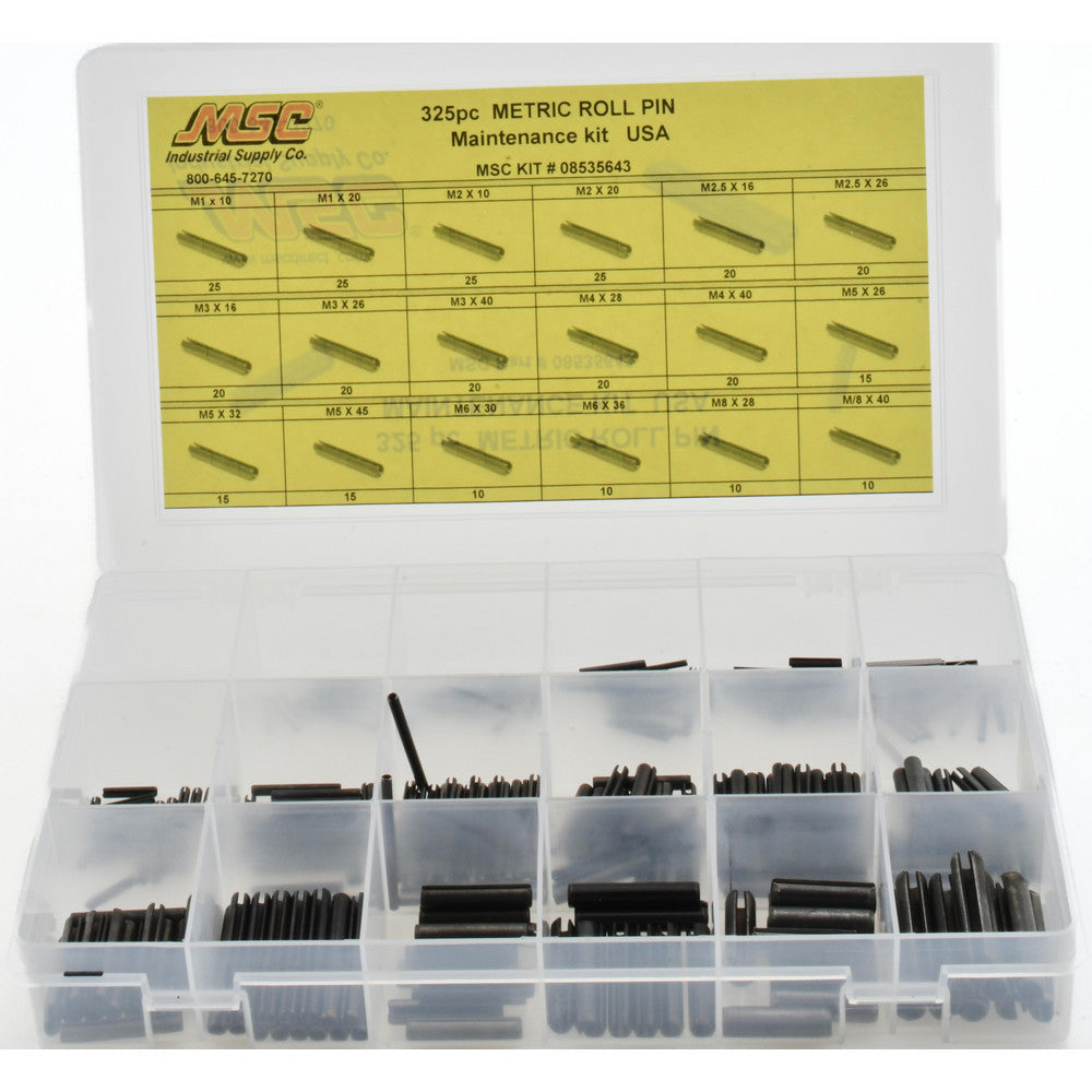 Value Collection NFC-KIT255 325 Piece, M1 to M8 Pin Diam, Spring Pin Assortment