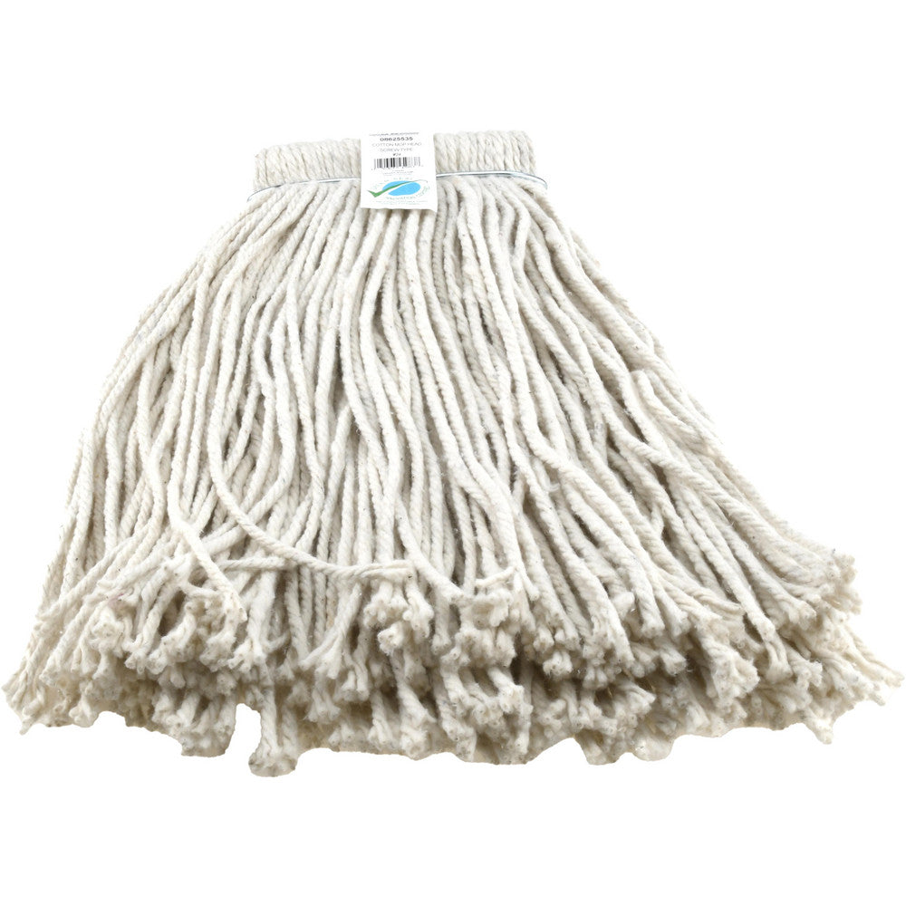 Pro-Source 08625535 Wet Mop Cut Screw On, Large, White Mop, Cotton