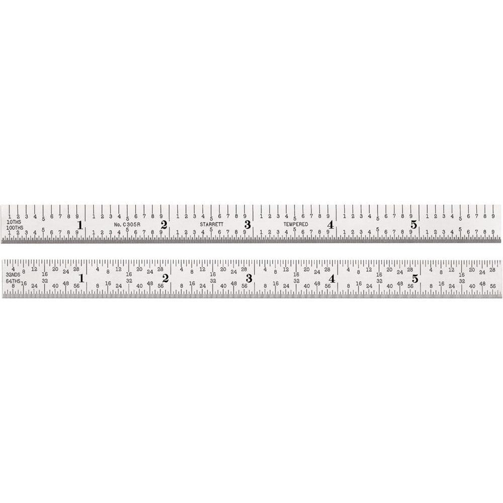 Starrett 51347 Steel Rule 6" OAL, 5R Graduation, Flexible, 1/2" OAW