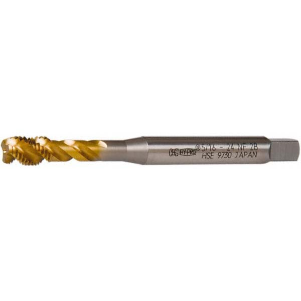 OSG 2331205 Spiral Flute Tap 5/16-24, UNF, 3 Flute, Modified Bottoming Chamfer, 2B Class of Fit, Vanadium High-Speed Steel, TiN Finish