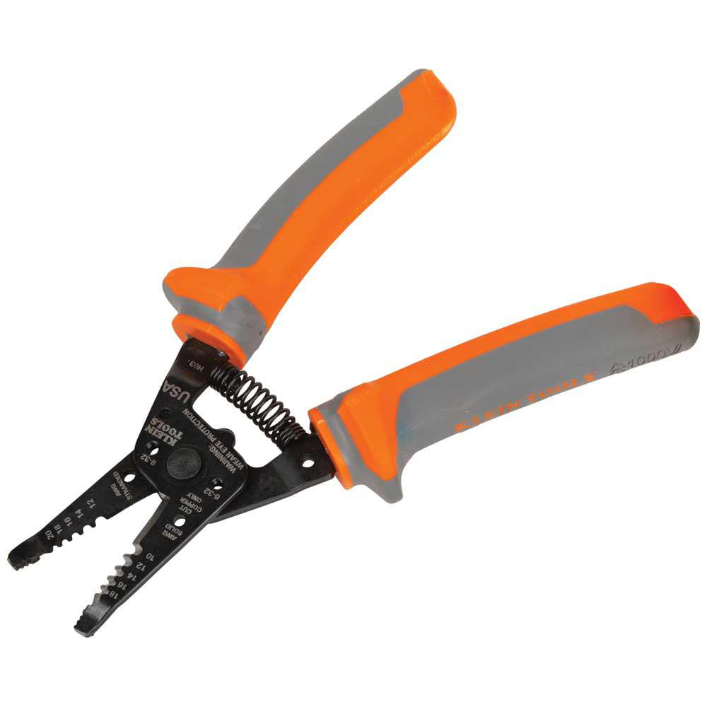 Klein Tools 11055RINS Wire & Cable Strippers Maximum Capacity 18 AWG Solid 20 AWG Stranded  Type Insulated  Minimum Wire Gauge 10 AWG Solid 12 AWG Stranded  Insulated Yes  Wire Type AWG Stranded Solid  Body Material Steel