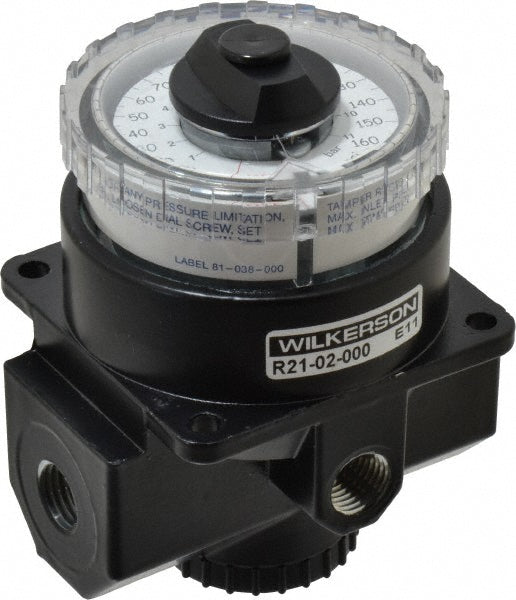 Wilkerson R21-02-000 Compressed Air Regulator 1/4" NPT, 300 Max psi, Dial Air