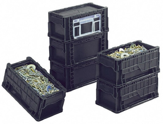 Orbis NSOA1408-7 BLK Polyethylene Attached-Lid Storage Tote 40 lb Capacity