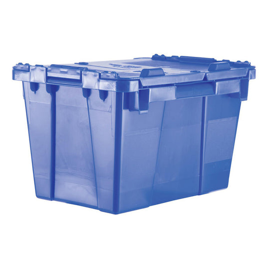 Orbis FP06 DKBLUE Polyethylene Attached-Lid Storage Tote 70 lb Capacity
