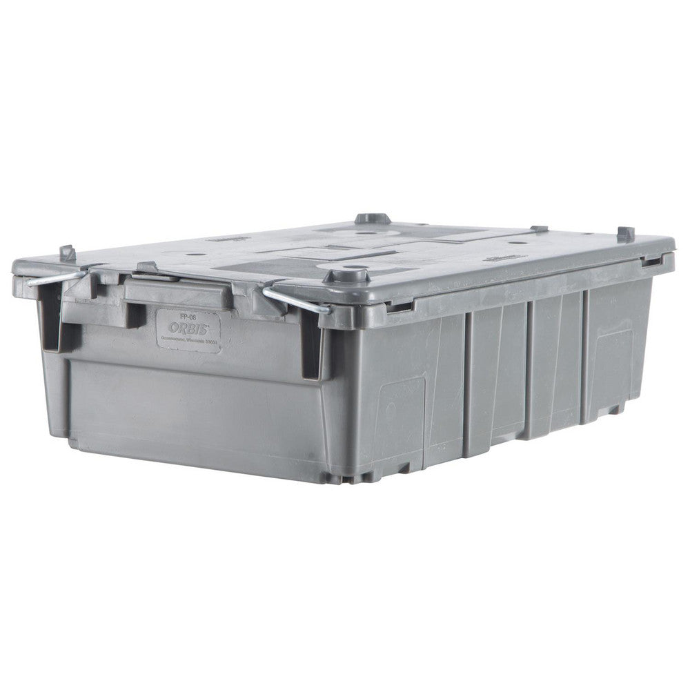 Orbis FP08 GREY Polyethylene Attached-Lid Storage Tote 40 lb Capacity