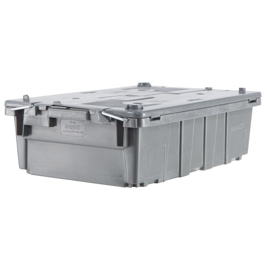 Orbis FP08 GREY Polyethylene Attached-Lid Storage Tote 40 lb Capacity