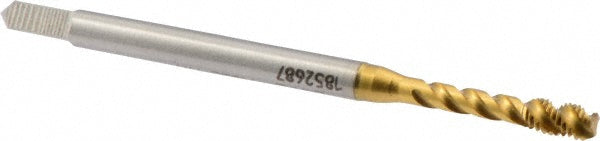 Emuge B0513700.0030 Spiral Flute Tap M3x0.50 Metric Coarse, 3 Flutes, Bottoming, 6H Class of Fit, High Speed Steel, TIN Coated