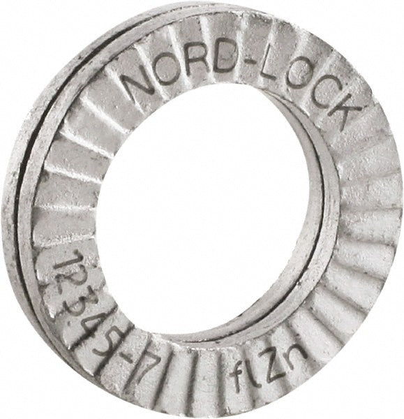 Nord-Lock 1001219 Wedge Lock Washer 0.43" OD, 0.2604" ID, Steel, EN 1.7182, Zinc-Plated