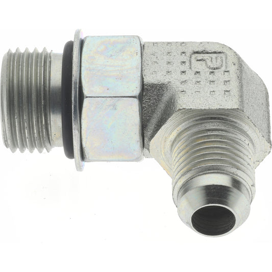 Parker 6-8 C5OX-S Steel Flared Tube 90 Deg Straight Thread Elbow 3/8" OD, 37 deg Flared Angle