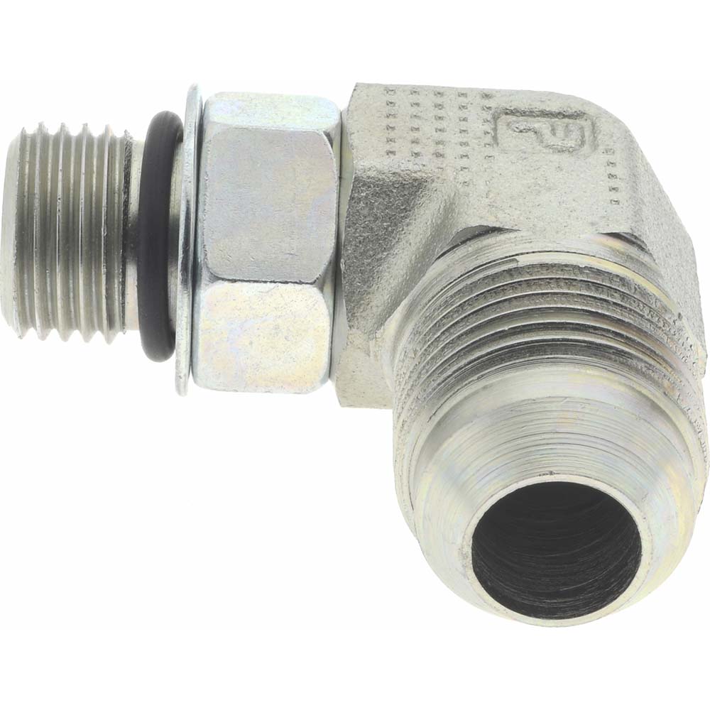 Parker 8-6 C5OX-S Steel Flared Tube 90 Deg Straight Thread Elbow 1/2" OD, 37 deg Flared Angle