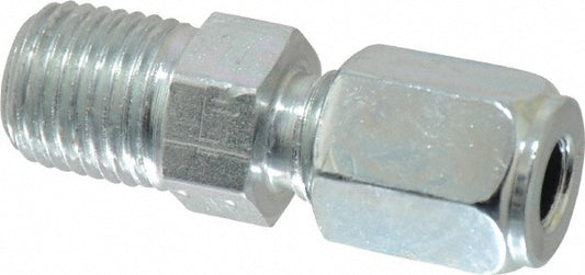 Parker 4-4 FBU-S Flareless Bite-Type Tube Male Connector 1/4" NPTF, 1/4" Tube OD, Steel