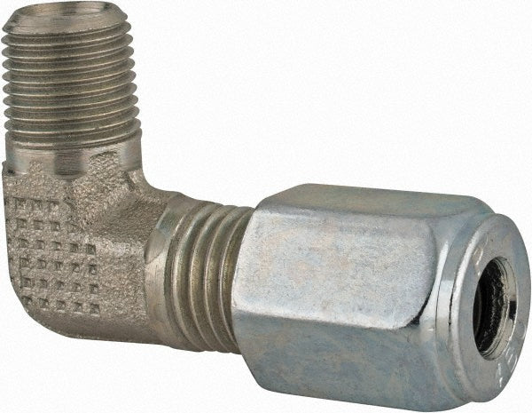 Parker 4 CBU-S Flareless Bite-Type Tube Male Elbow 1/8" NPTF, 1/4" Tube OD, Steel