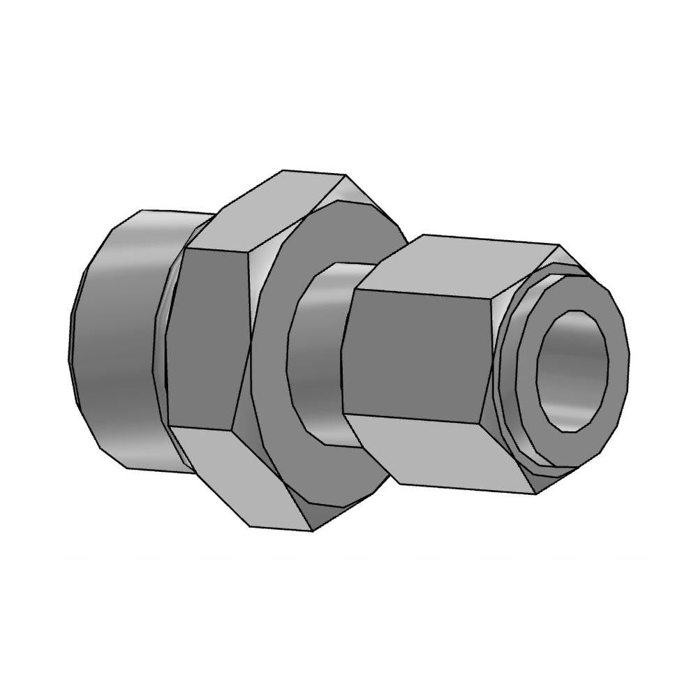 Parker 4 F5BU-S Flareless Bite-Type Tube Straight Thread Connector 7/16-20 UN & UNF, 1/4" Tube OD, Steel