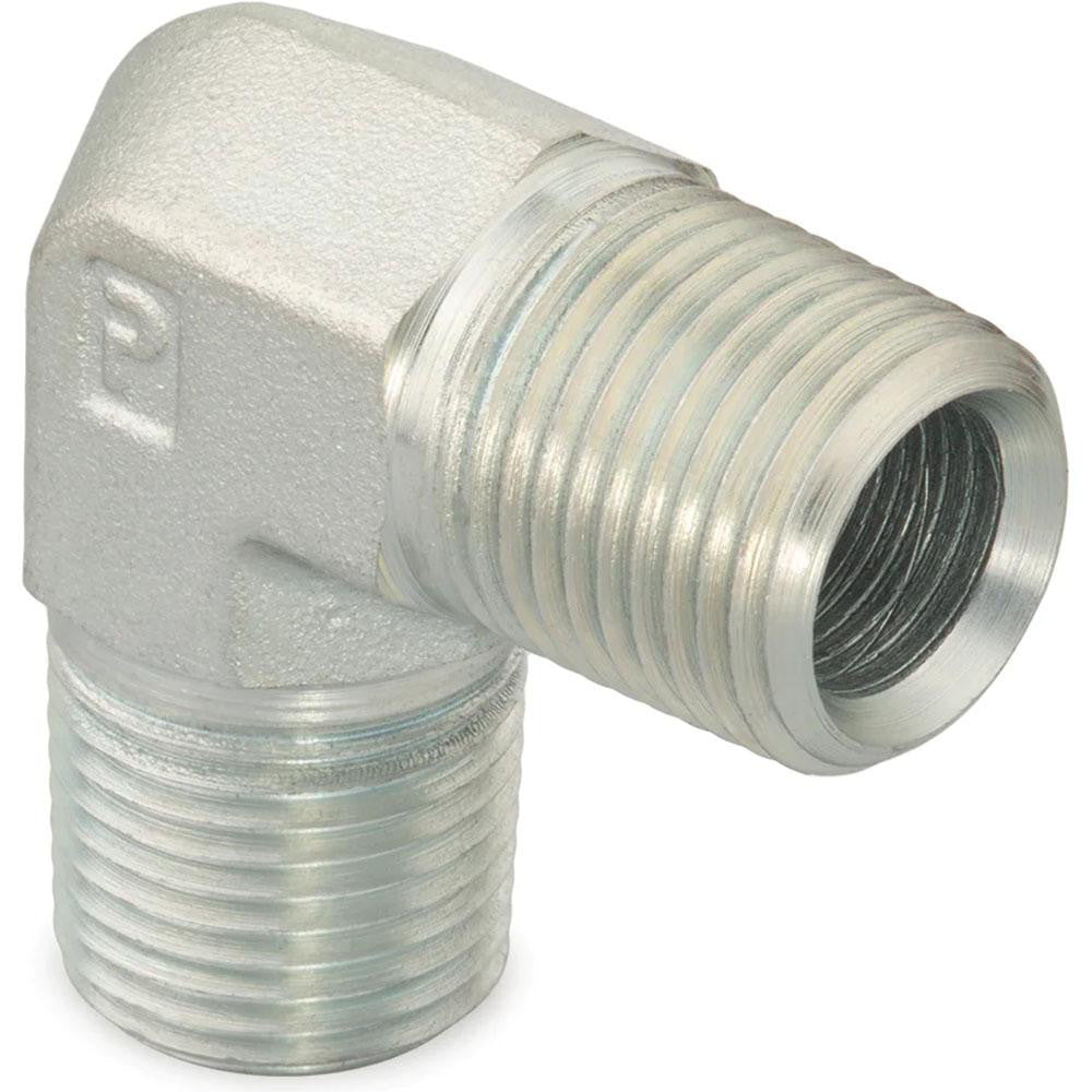 Parker 3/8 CR-S Industrial Pipe 90 &deg Male Elbow 3/8" Male Thread, MNPTF