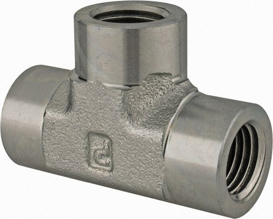 Parker 1/2 MMO-S Industrial Pipe Female Tee 1/2" Female Thread, FNPTF