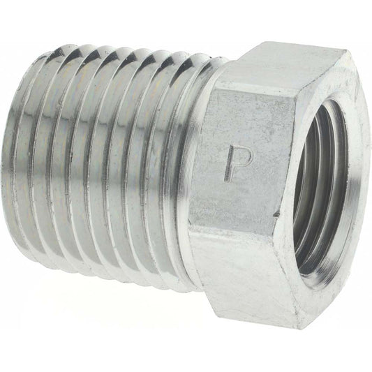 Parker 1/2 X 3/8 PTR-S Industrial Pipe Bushing 3/8" Female Thread, 1/2" Male Thread, MNPTF x FNPTF
