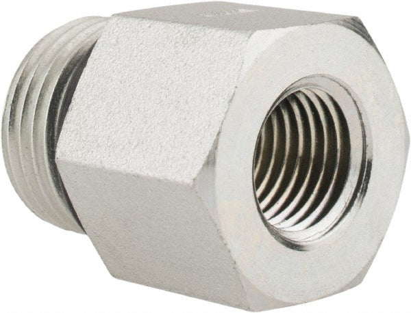 Parker 8-1/4 F5OG-S Industrial Pipe Adapter 1/4" Female Thread, 3/4-16 Male Thread, Male Straight Thread O-Ring x Female NPTF