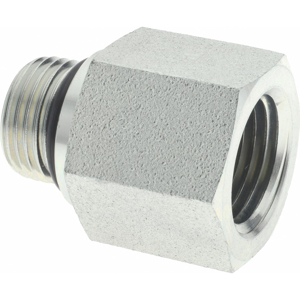 Parker 8-1/2 F5OG-S Industrial Pipe Adapter 1/2" Female Thread, 3/4-16 Male Thread, Male Straight Thread O-Ring x Female NPTF
