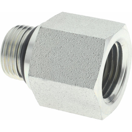 Parker 8-1/2 F5OG-S Industrial Pipe Adapter 1/2" Female Thread, 3/4-16 Male Thread, Male Straight Thread O-Ring x Female NPTF