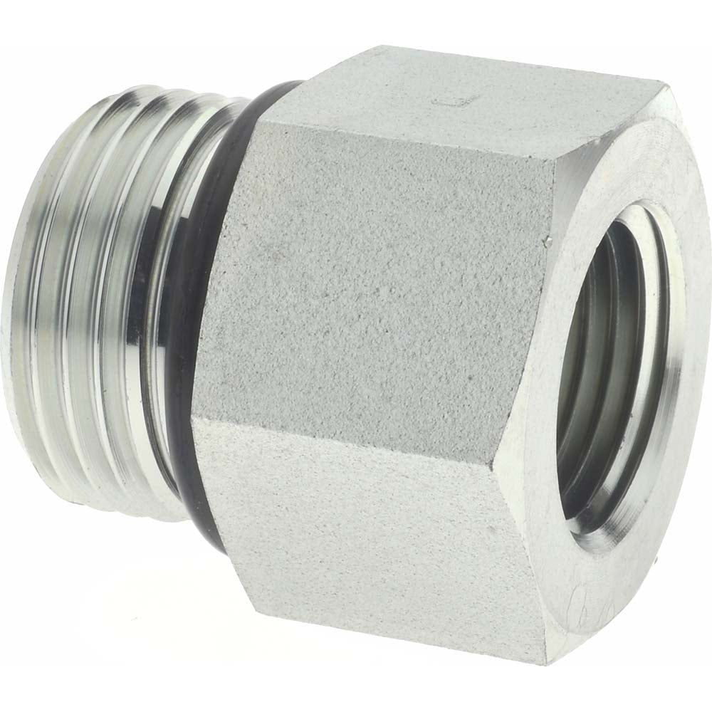 Parker 12-1/2 F5OG-S Industrial Pipe Adapter 1/2" Female Thread, 1-1/16-12 Male Thread, Male Straight Thread O-Ring x Female NPTF