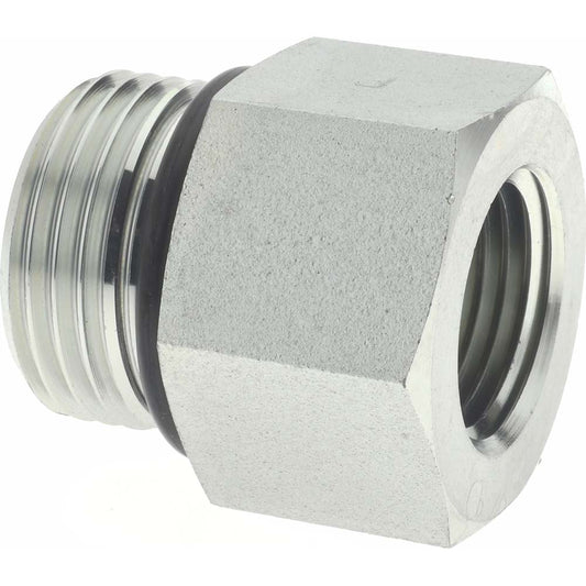 Parker 12-1/2 F5OG-S Industrial Pipe Adapter 1/2" Female Thread, 1-1/16-12 Male Thread, Male Straight Thread O-Ring x Female NPTF