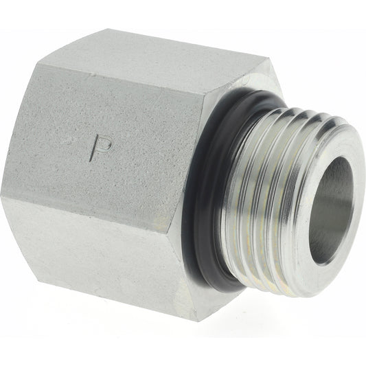 Parker 12-3/4 F5OG-S Industrial Pipe Adapter 3/4" Female Thread, 1-1/16-12 Male Thread, Male Straight Thread O-Ring x Female NPTF