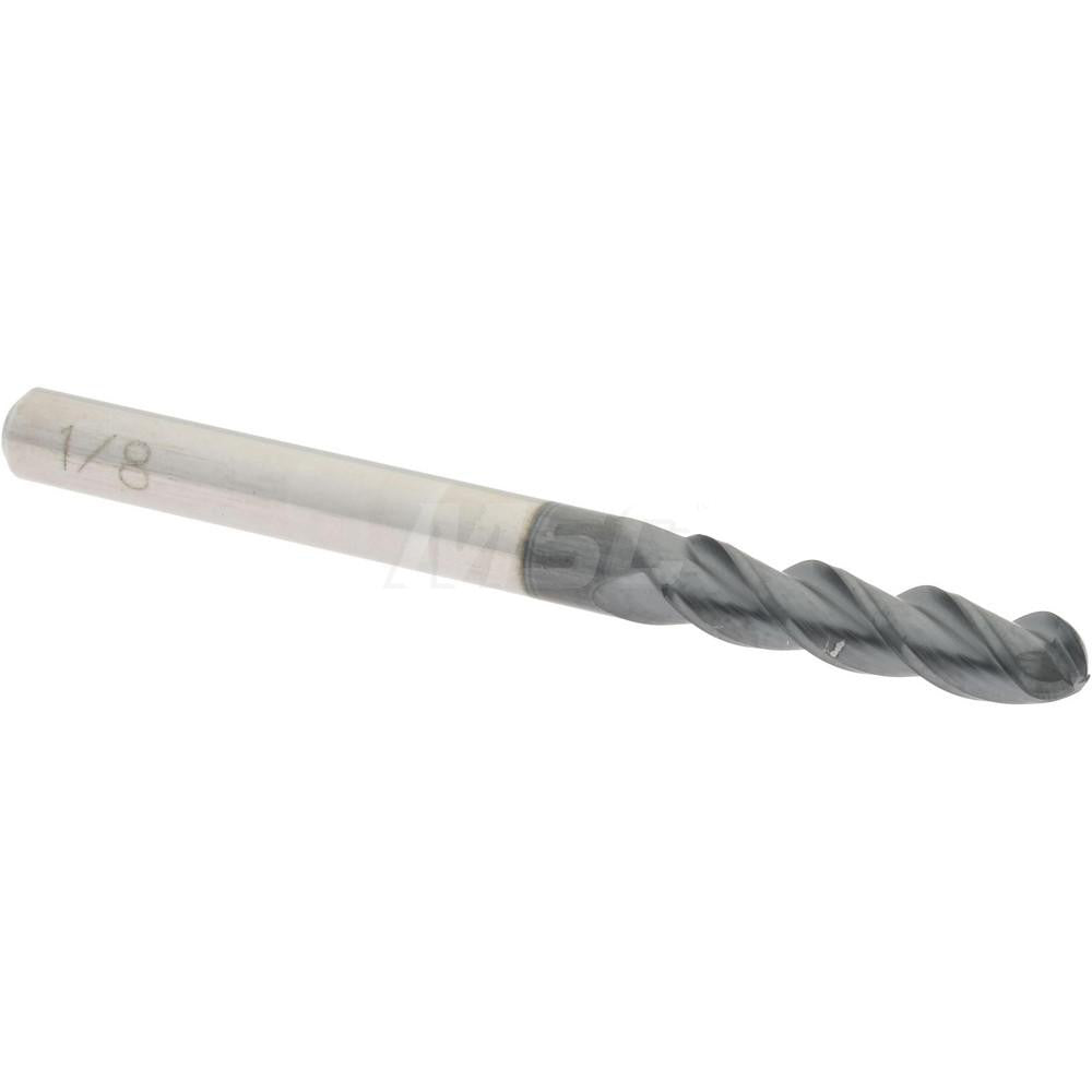 Accupro 09136748 Ball End Mill 0.125" Dia, 0.5" LOC, 3 Flute, Solid Carbide