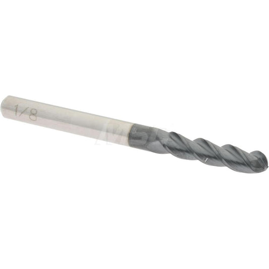 Accupro 09136748 Ball End Mill 0.125" Dia, 0.5" LOC, 3 Flute, Solid Carbide